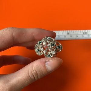 Vintage silver and green stone ring, size 6